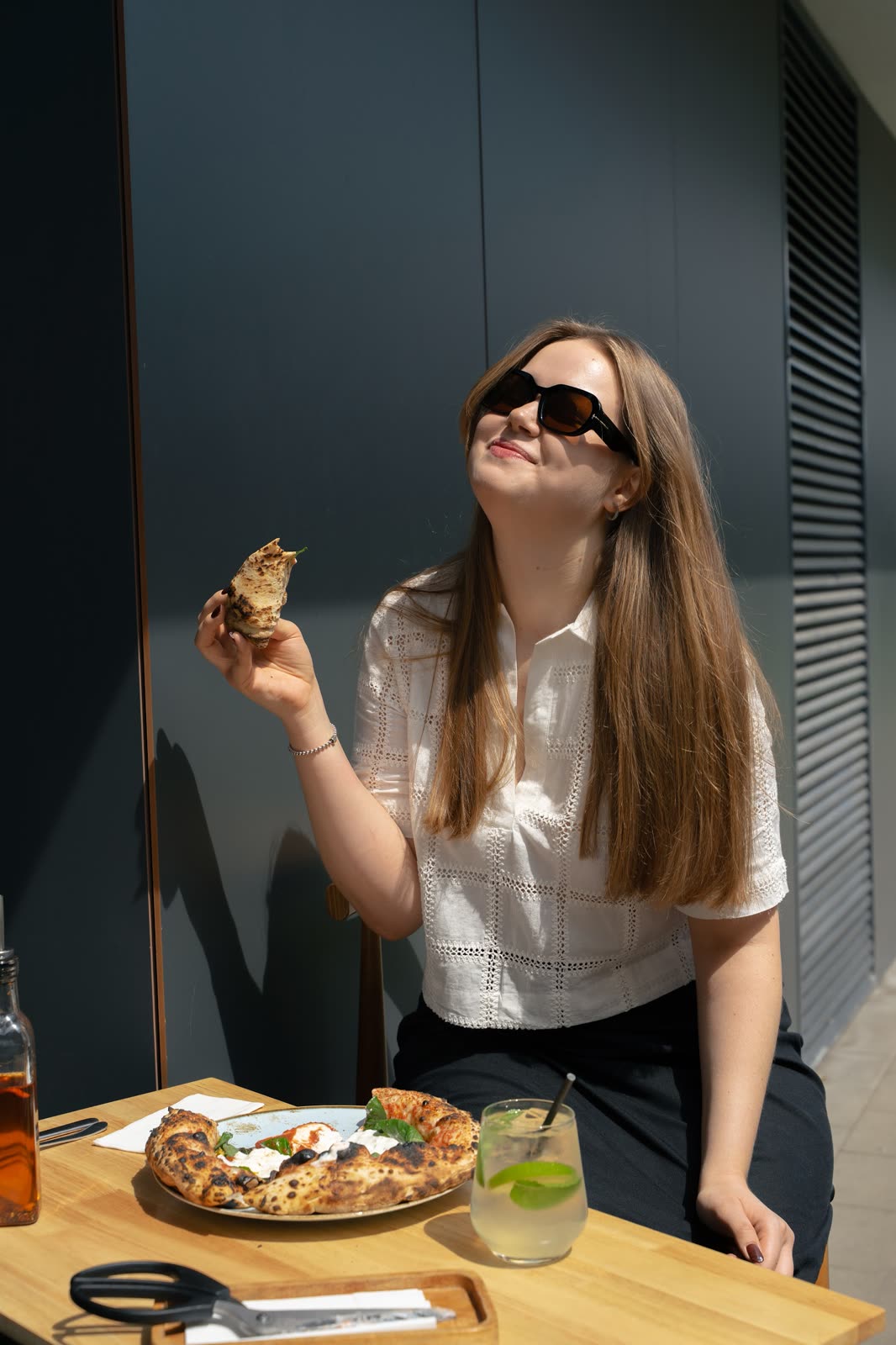 Guest laughing at the table