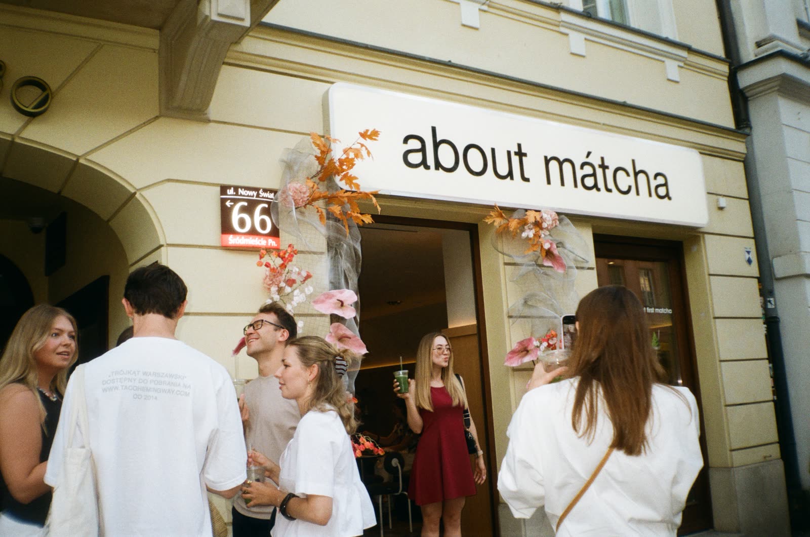 Crowd outside the About Matcha bar on opening day