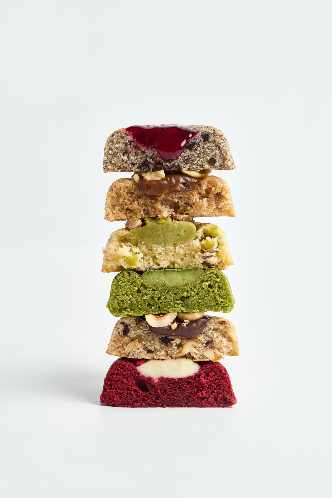 Stack of matcha desserts